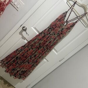 Floral Maxi Dress - Pink and Black